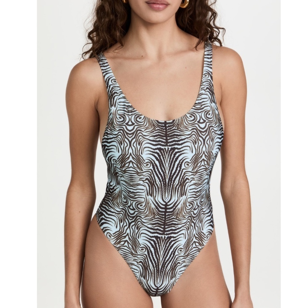 Fe Noel Zebra Print One Piece Swimsuit - Black and White